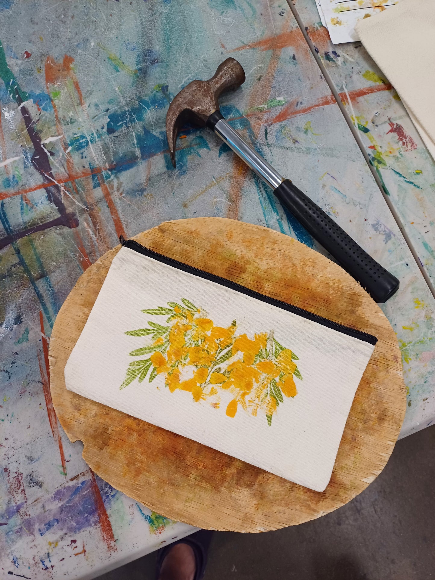 Hammered Flower Canvas Bag